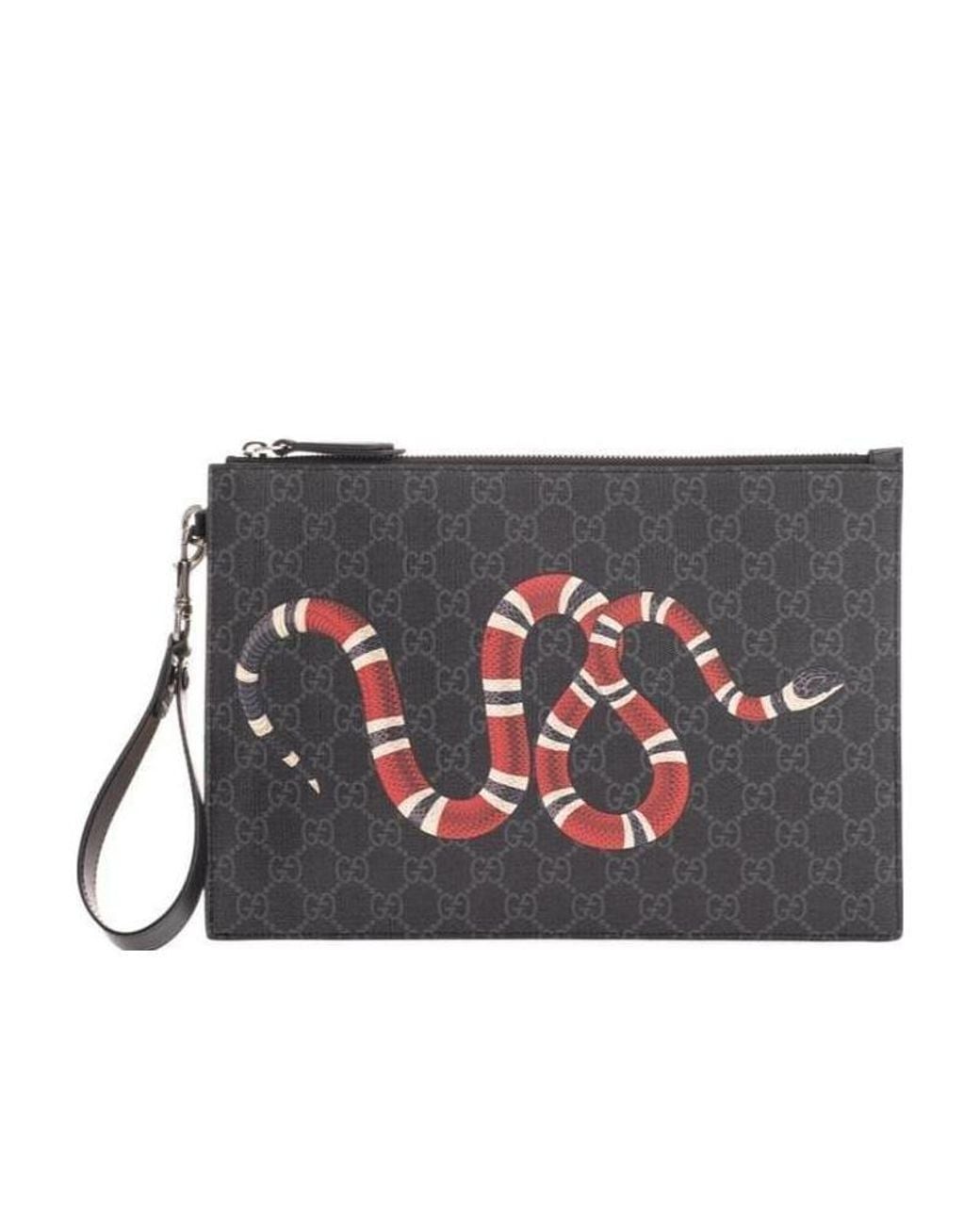 Gucci Black Gg Pouch With Kingsnake for men