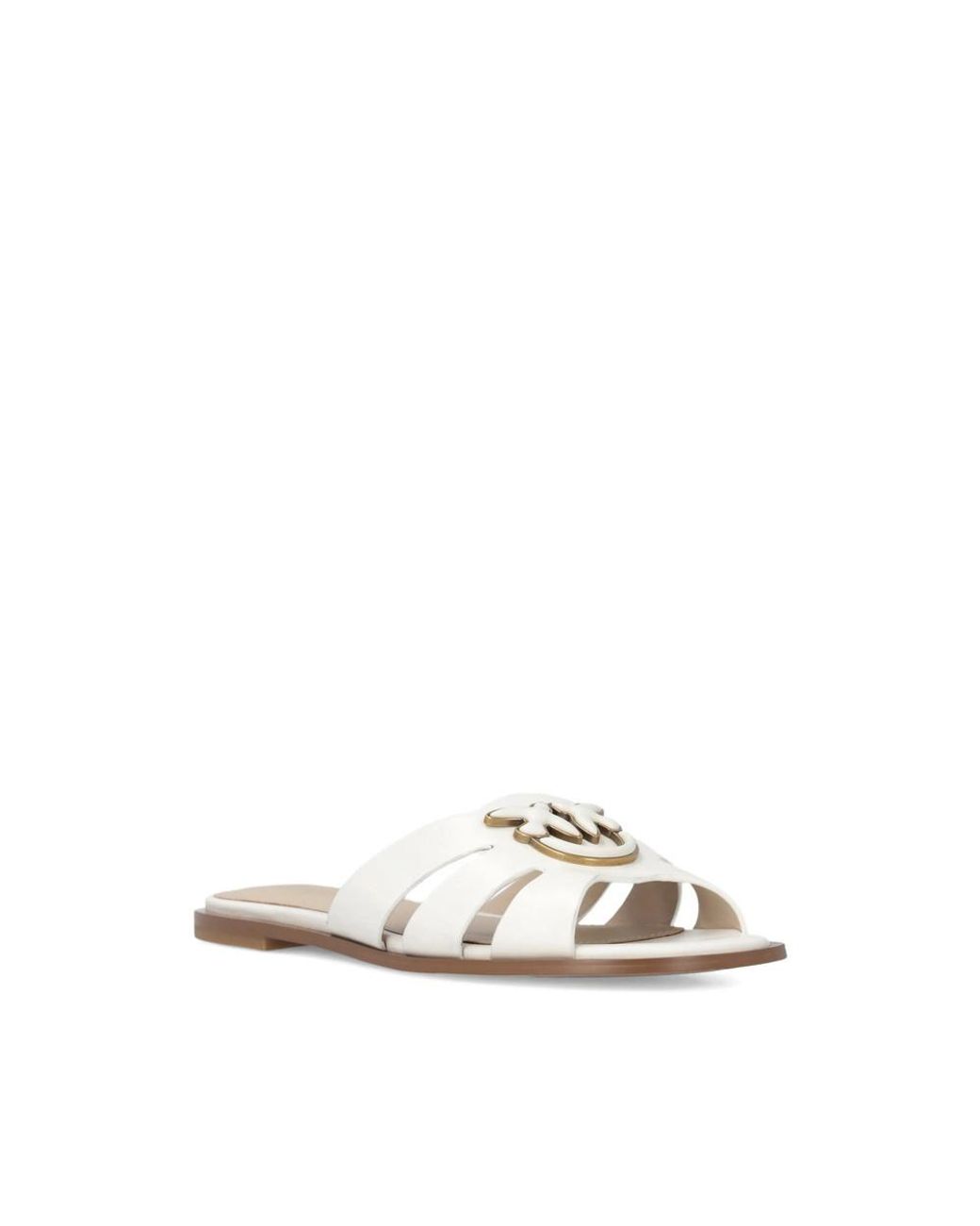 Pinko White Love Birds Cut-Out Flat Sandals