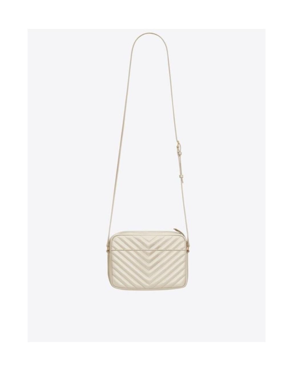 Saint Laurent White Lou Zip-Up Quilted Camera Bag