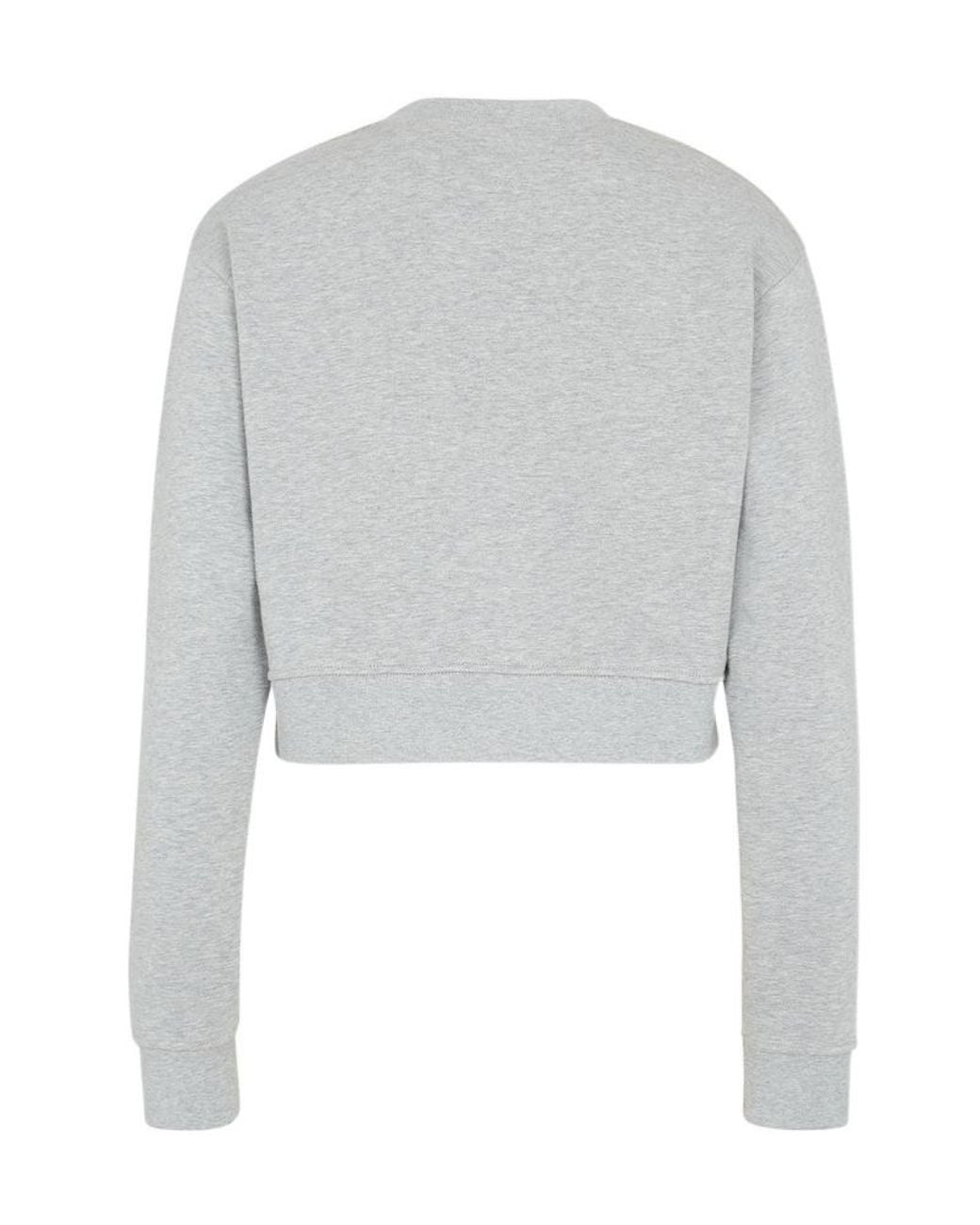 Fendi Gray Logo Embroidered Crewneck Sweatshirt