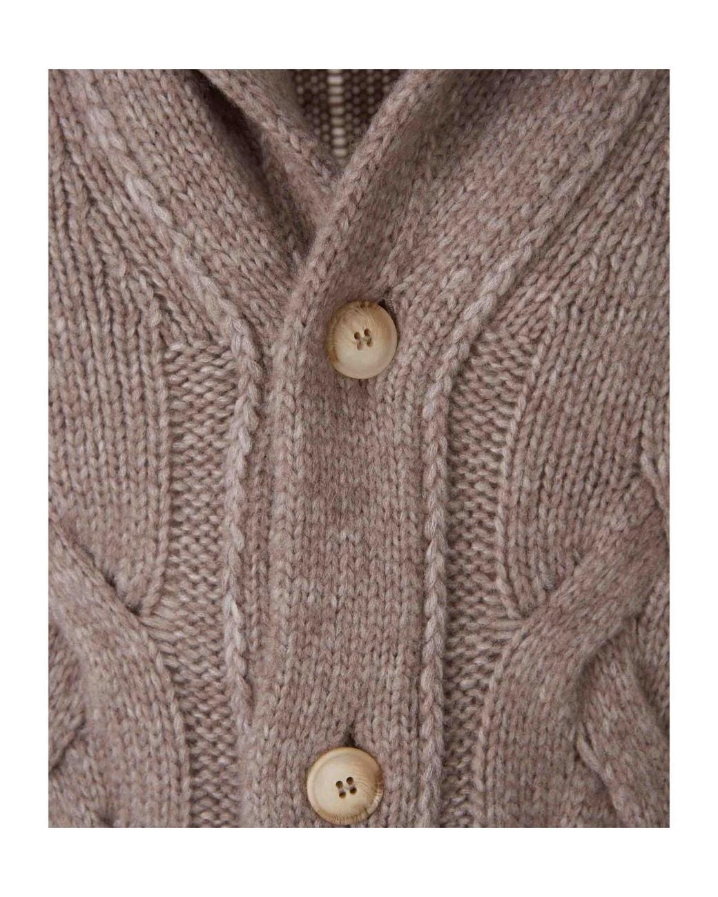 Gran Sasso Brown Cable-Knit Button-Up Cardigan for men