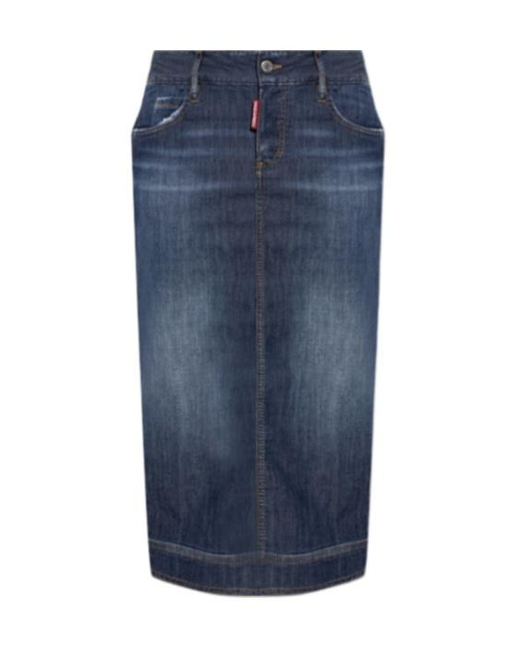 DSquared² Blue Back-Slit Denim Skirt