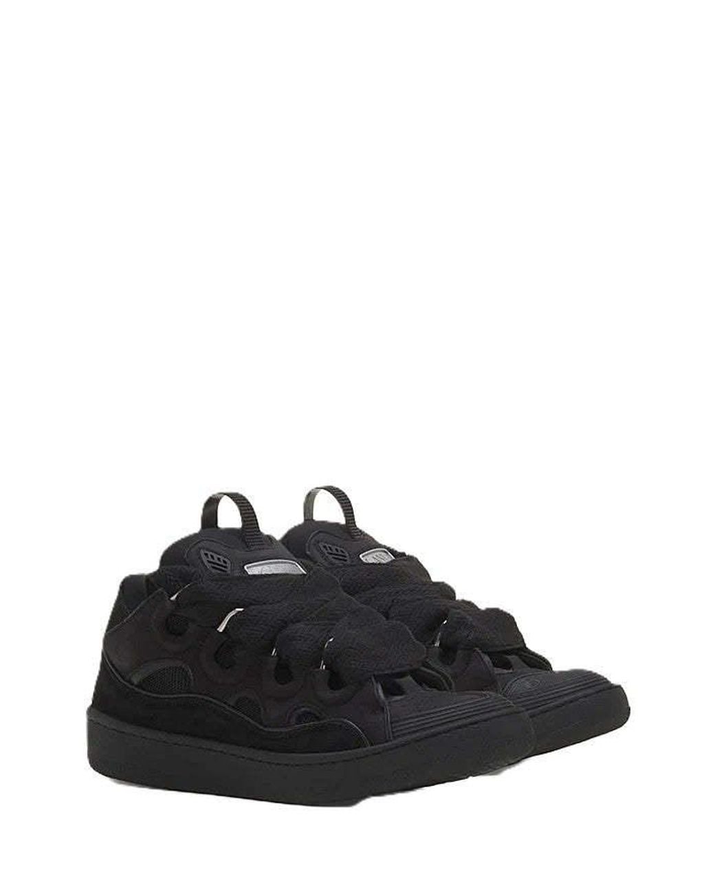 Lanvin Black Thickrope Lace Cutout Lowtop Sneakers for men