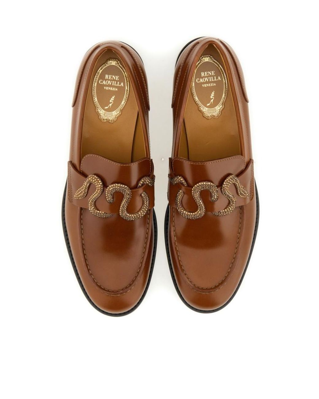 Rene Caovilla Brown René Caovilla Morgana Embellished Slip-On Loafers