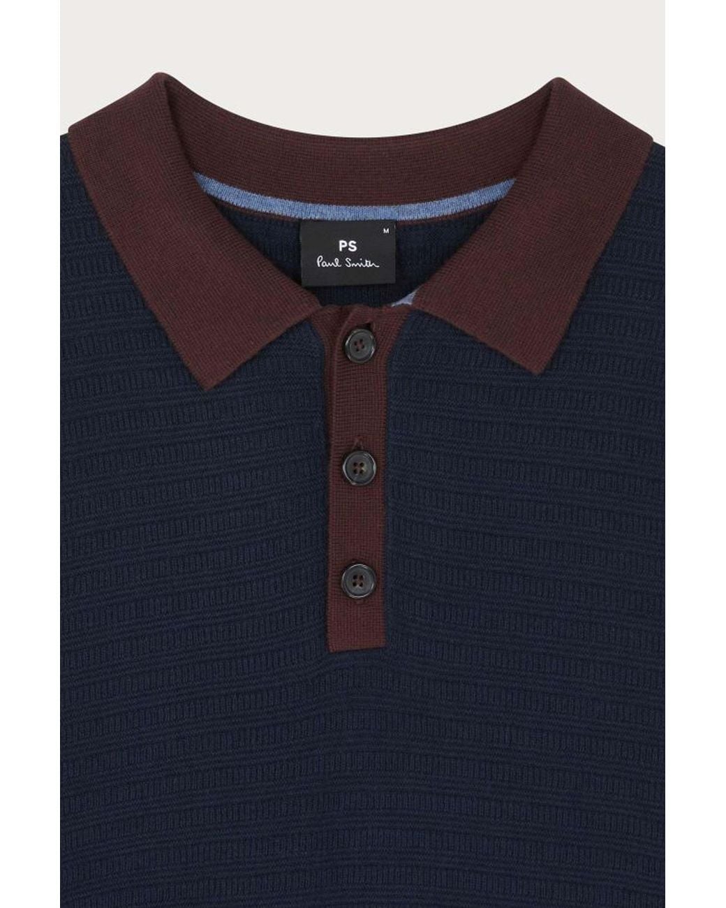 Paul Smith Blue Long-Sleeved Polo Shirt for men