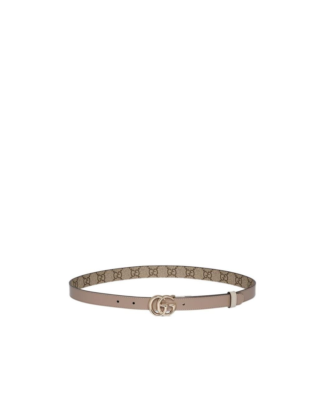 Gucci White Gg Marmont Reversible Thin Belt