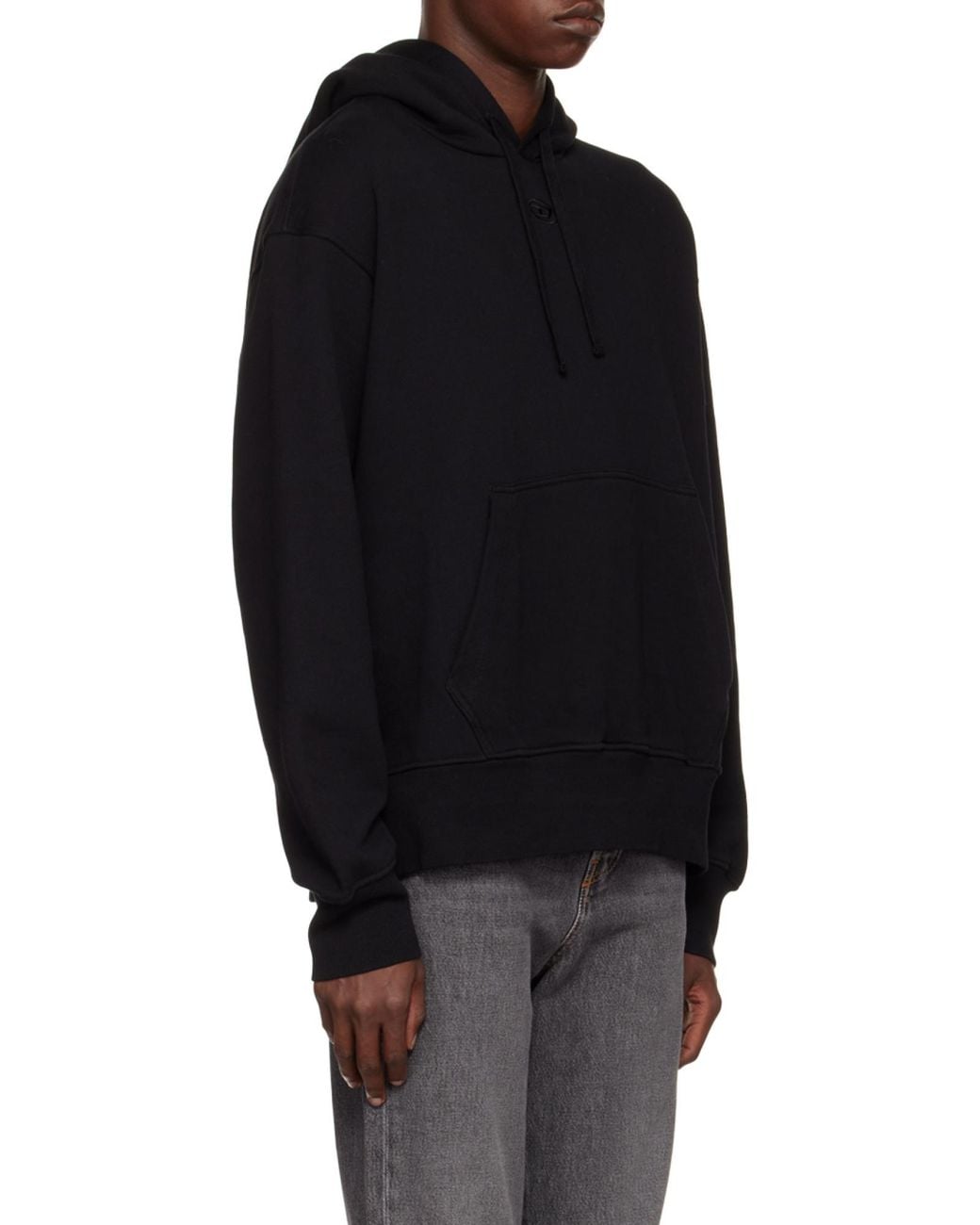 DIESEL Black Logo Embroidered Drawstring Hoodie for men