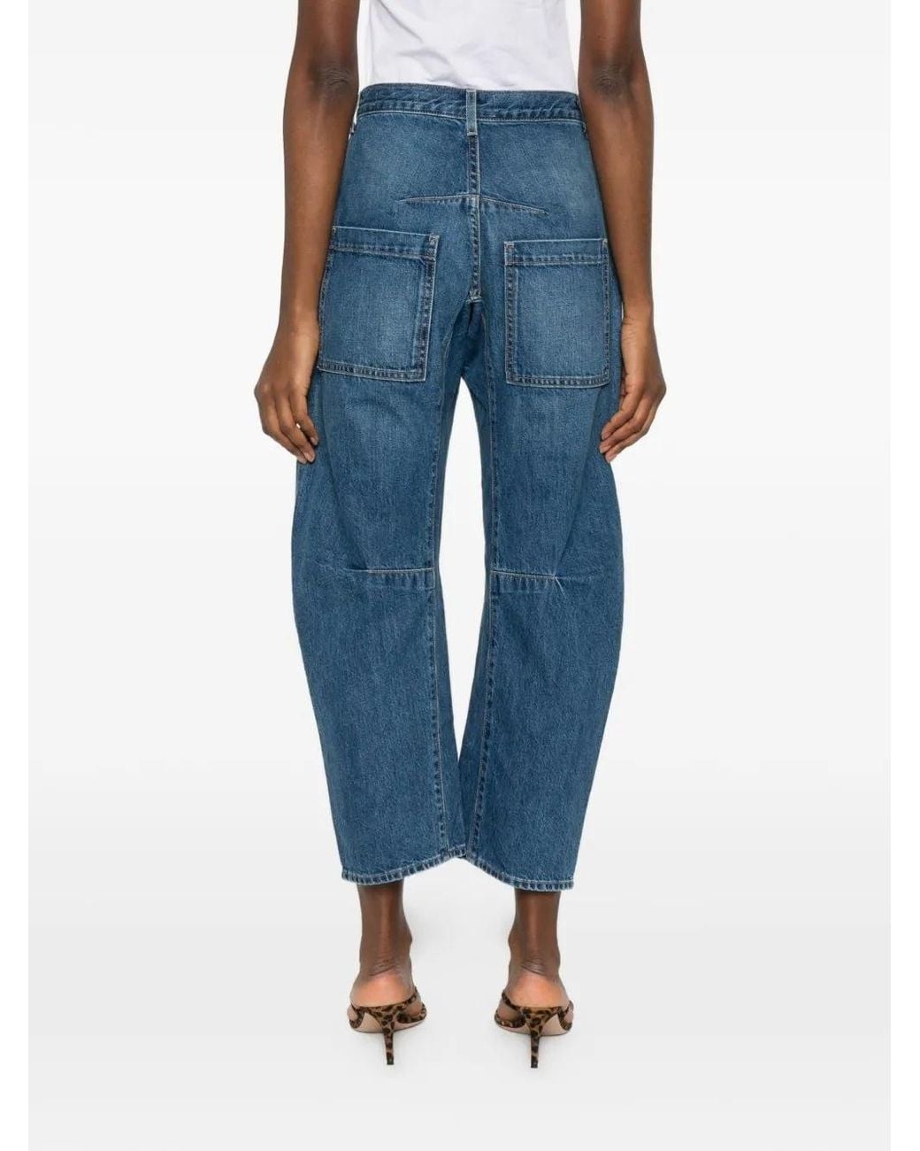 Nili Lotan Blue Shon Patch-Pocket Jeans