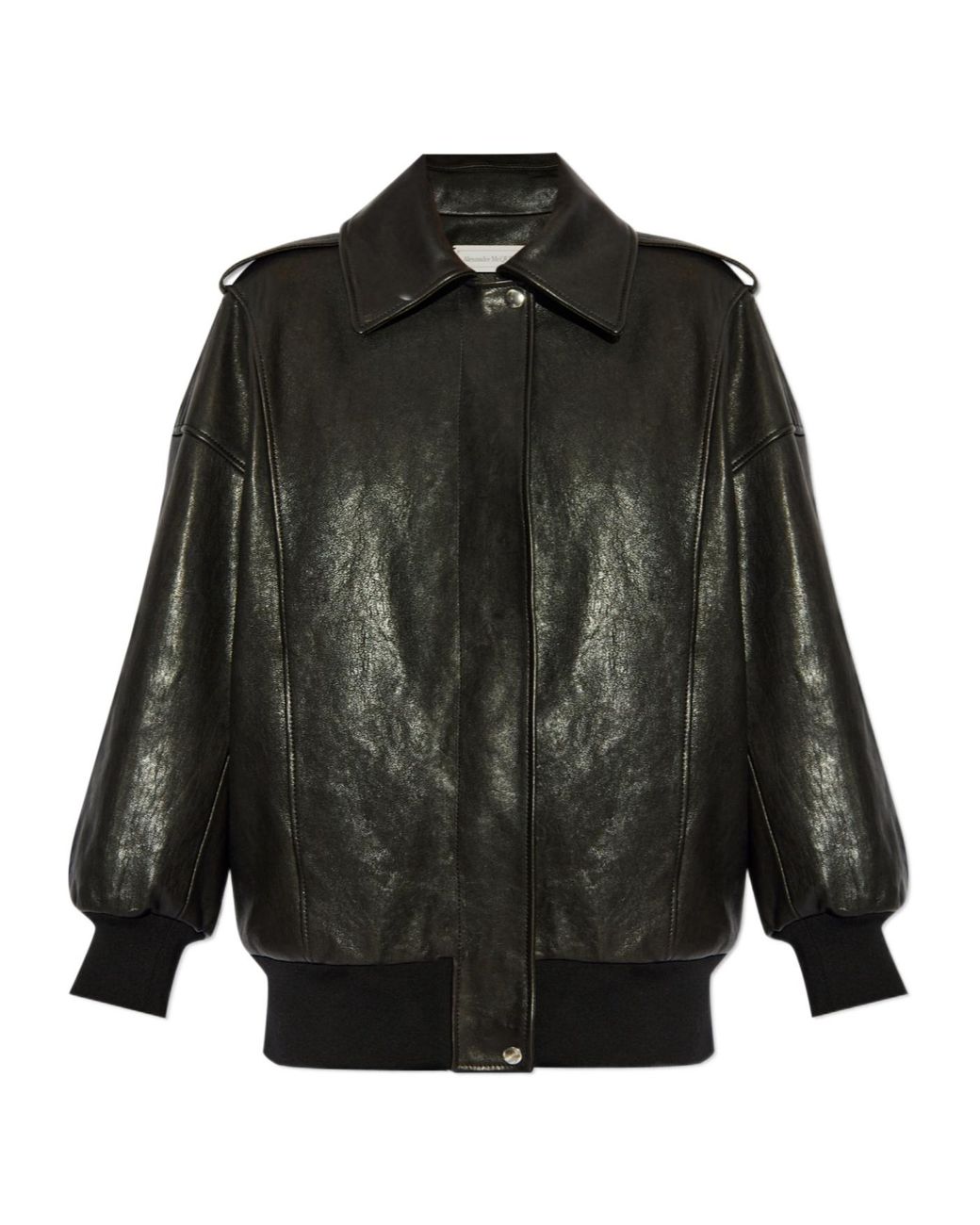 McQueen Black Zipped Leather Jacket