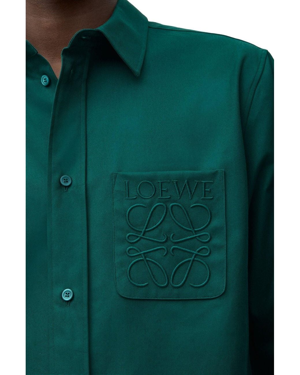 Loewe Green Anagram Embroidered Shirt for men