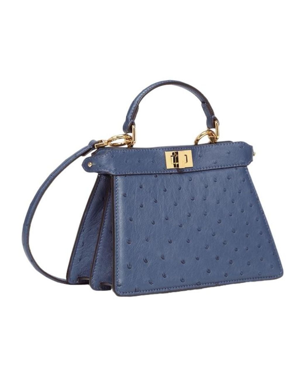 Fendi Blue Ostrich Leather Bag