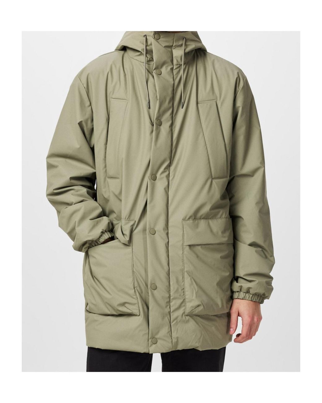Rains Green Lohja Long Cargo Jacket for men