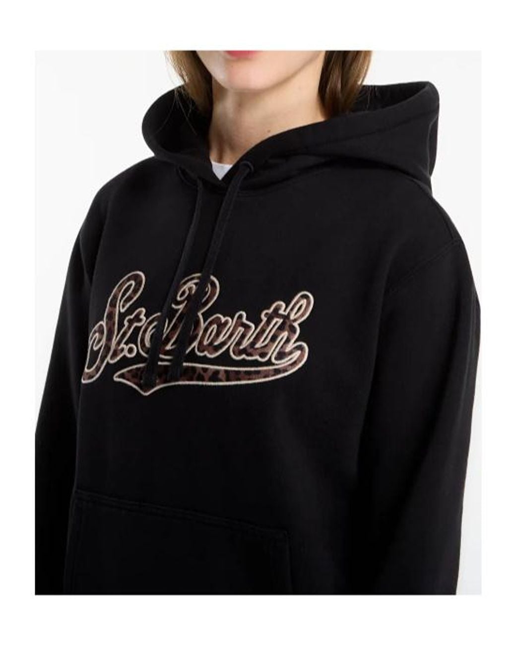 Mc2 Saint Barth Black Virginia Animal Logo Hoodie