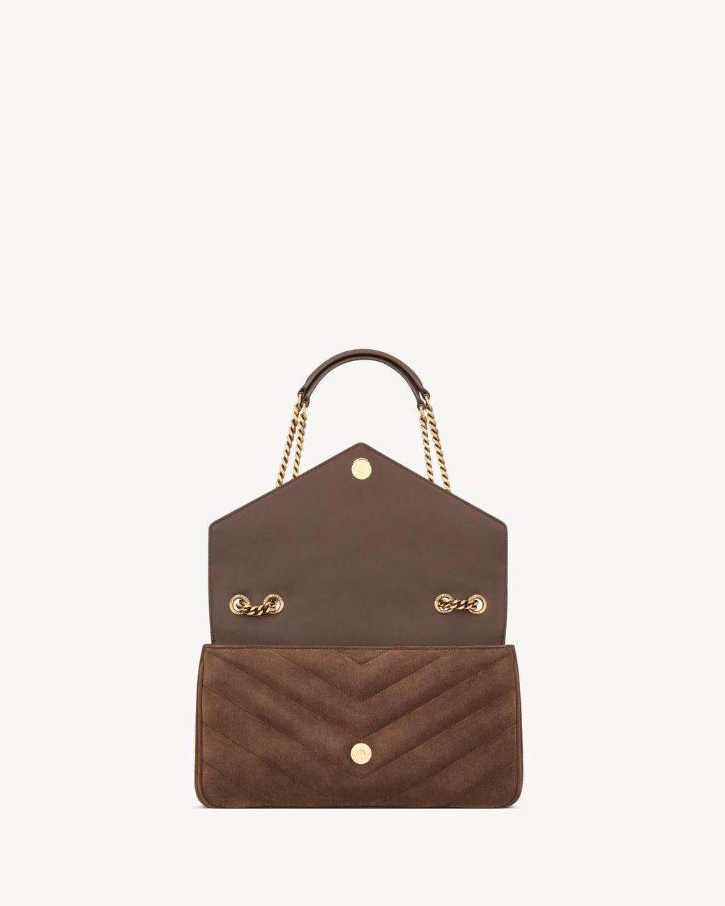 Saint Laurent Brown Loulou Logo Plaque Medium Shoulder Bag