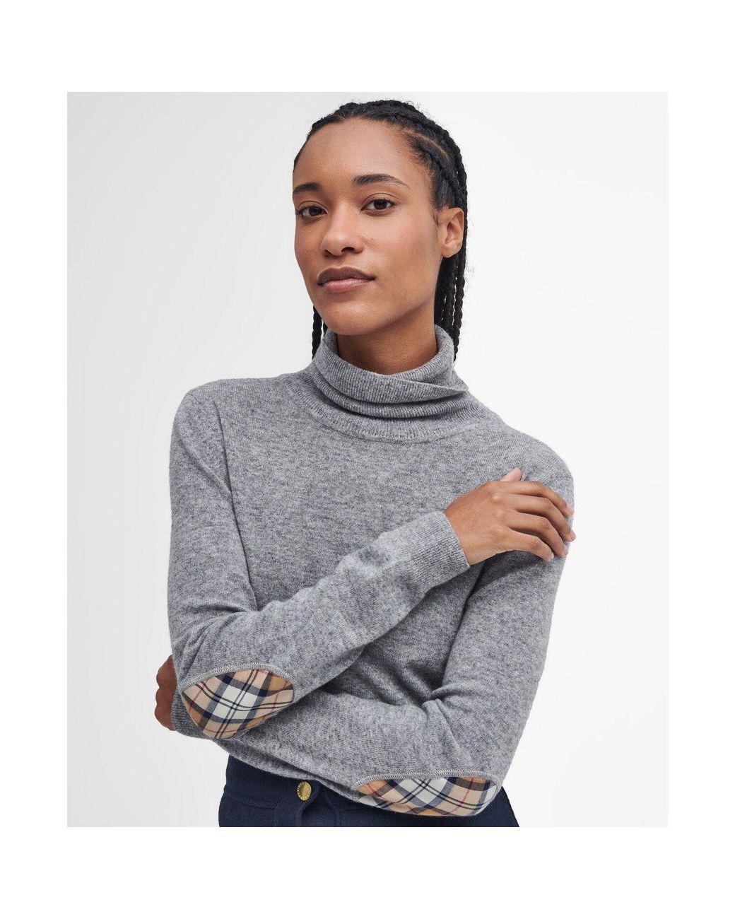 Barbour Gray Pendle Roll-Neck Jumper