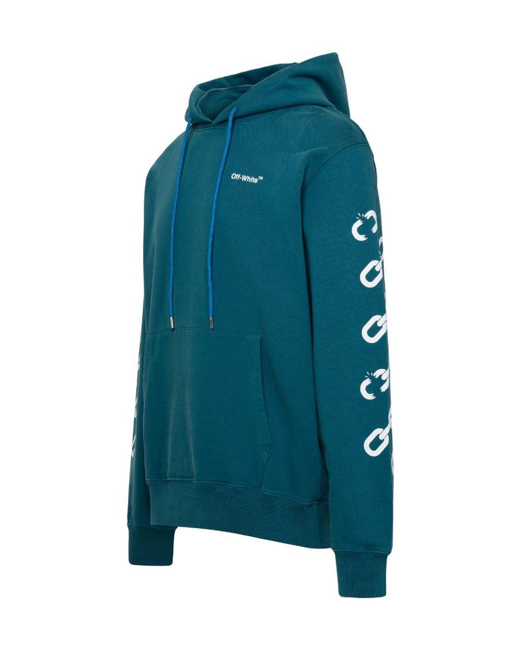Off-White c/o Virgil Abloh Blue Logo-Print Drawstring Hoodie for men