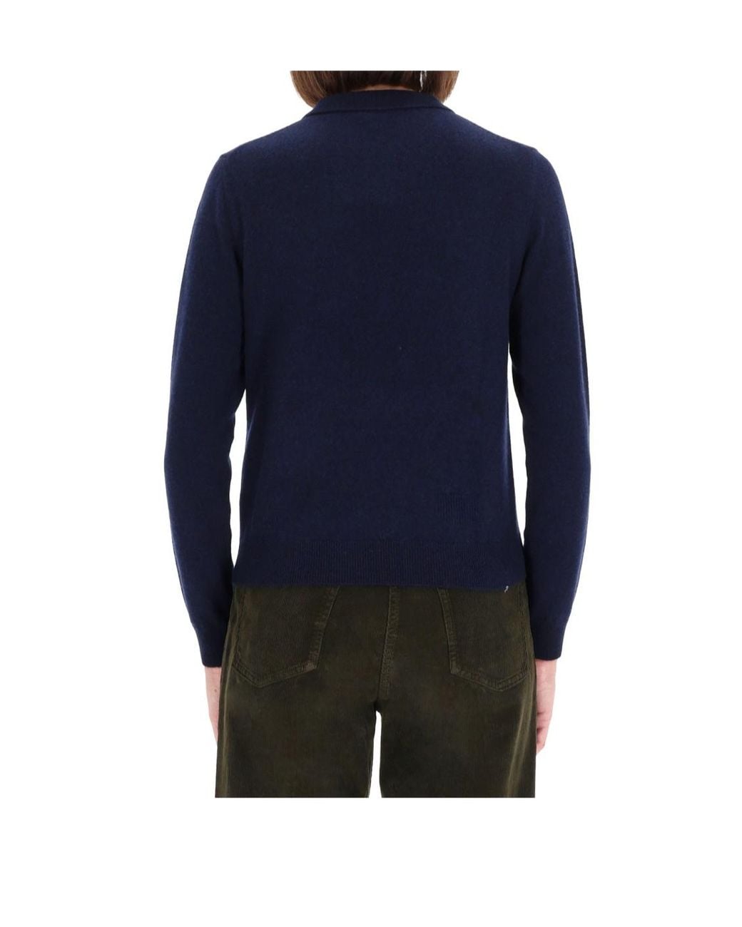 Aspesi Blue Polo-Collar Long Sleeved Jumper