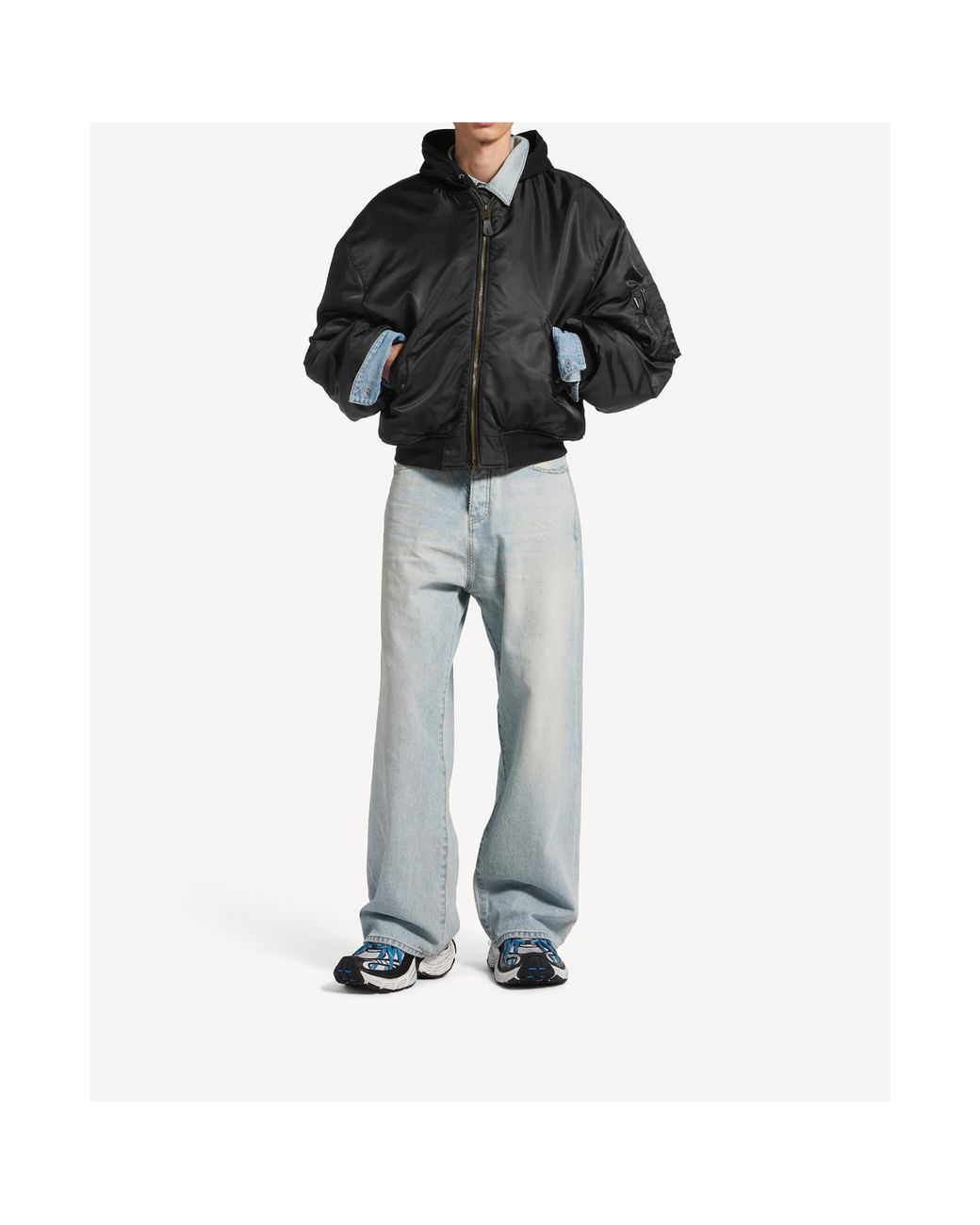 Balenciaga Black Oversized Hooded Bomber Jacket for men