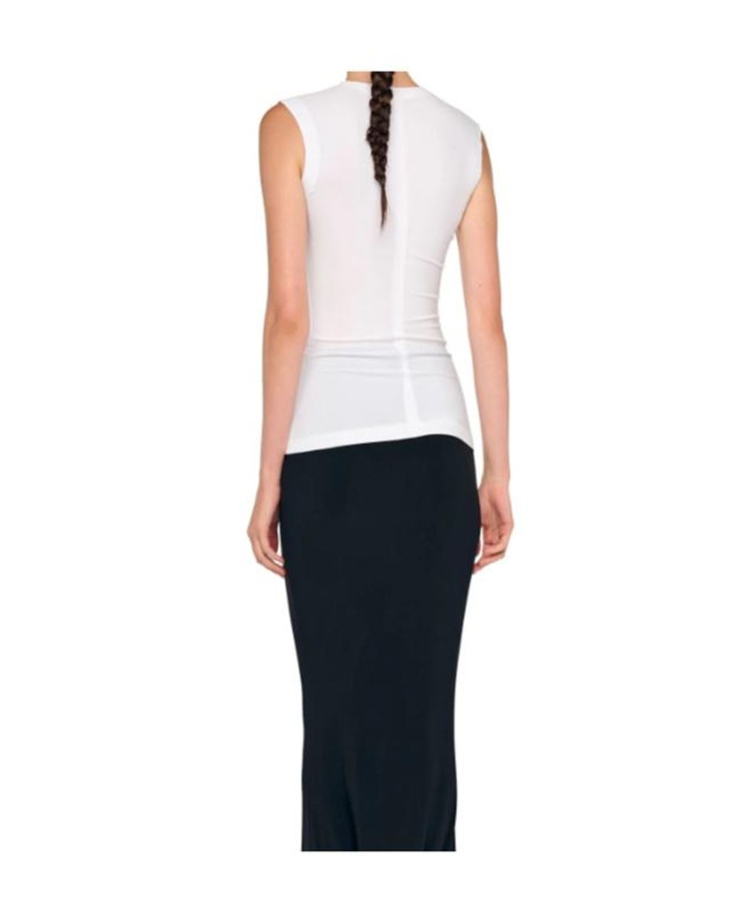 Norma Kamali White Sleeveless Round-Neck Top