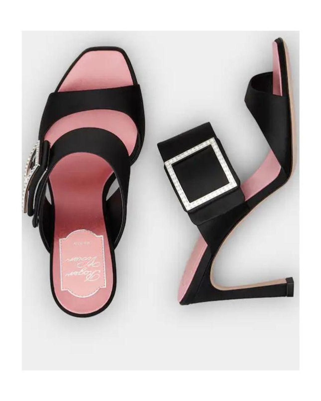 Roger Vivier Black Trompette Satin Mules