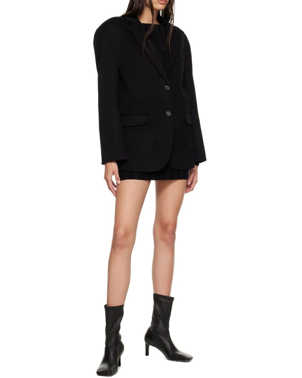 Anine Bing Black Quinn Single Breasted Oversized Blazer
