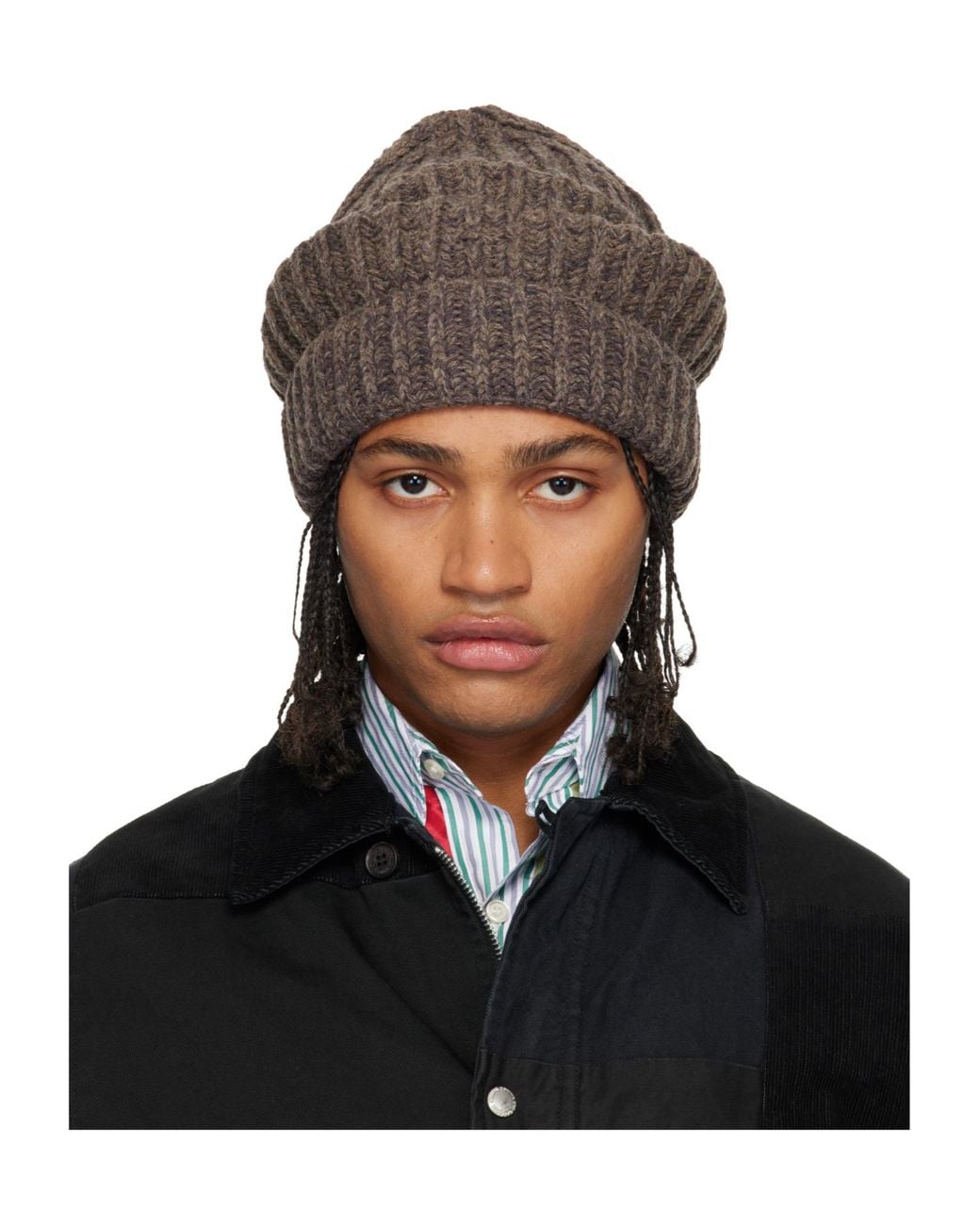 Maison Margiela Brown Knitted Beanie for men
