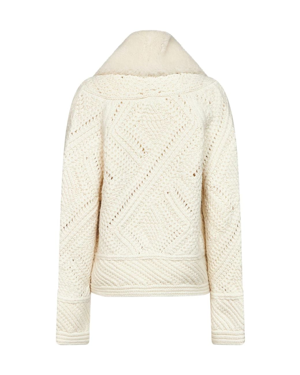 Ermanno Scervino White Textured Knit Shawl-Collar Coat