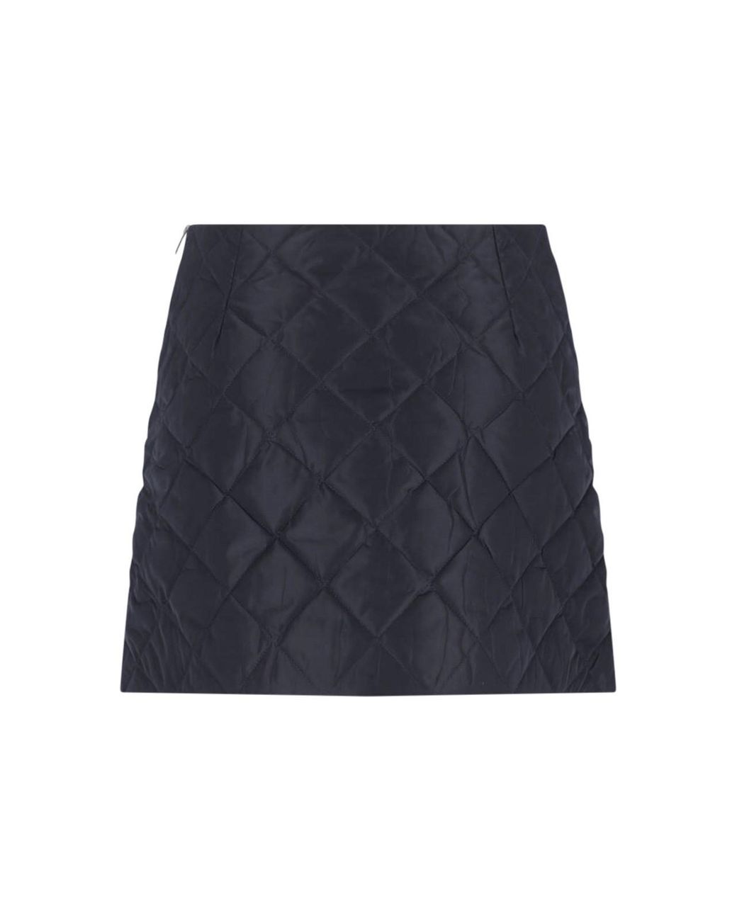 Prada Blue Triangle-Logo Quilted Mini Skirt