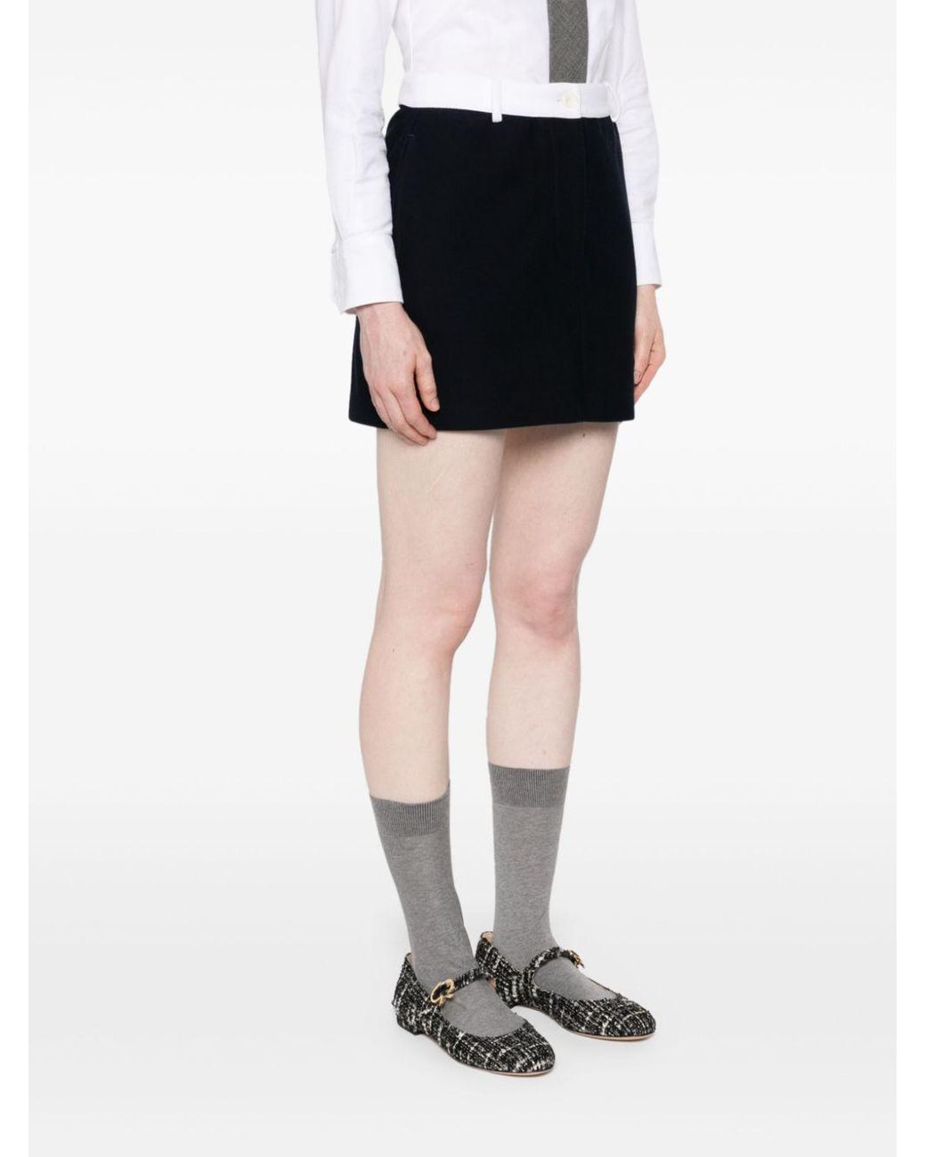 Thom Browne Black Contrast Waistband Mini Skirt