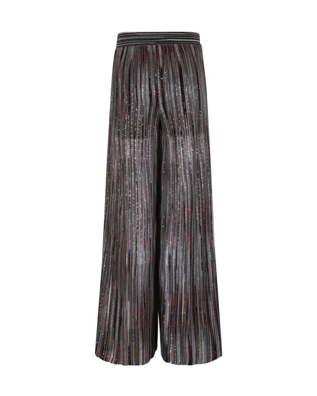 Missoni Gray Wide-Leg Striped Knitted Trousers