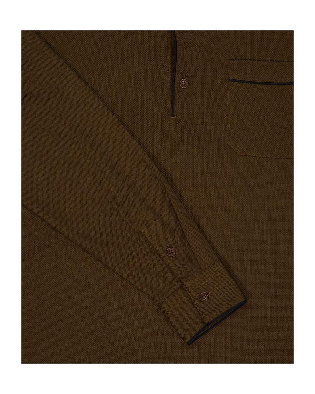 Tom Ford Brown Long-Sleeve Piqué Polo Shirt for men