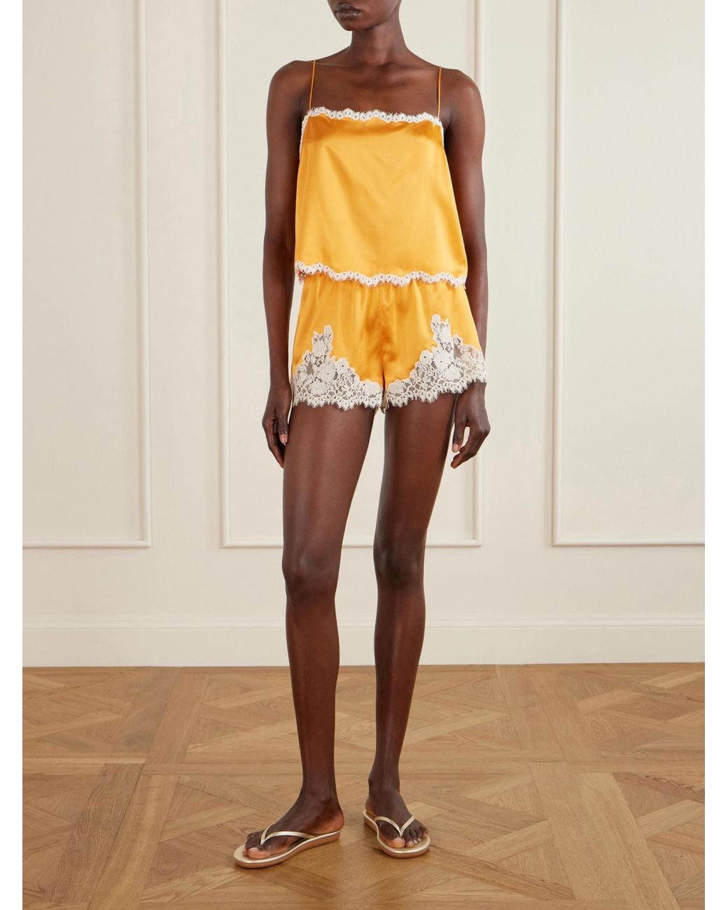 Doen Yellow Loure Lace-Trim Top
