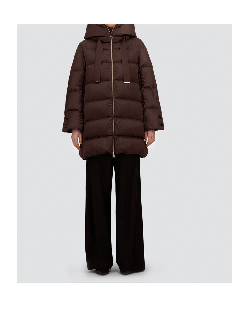 Herno Brown Zip-Up Drawstring Hooded Down Coat