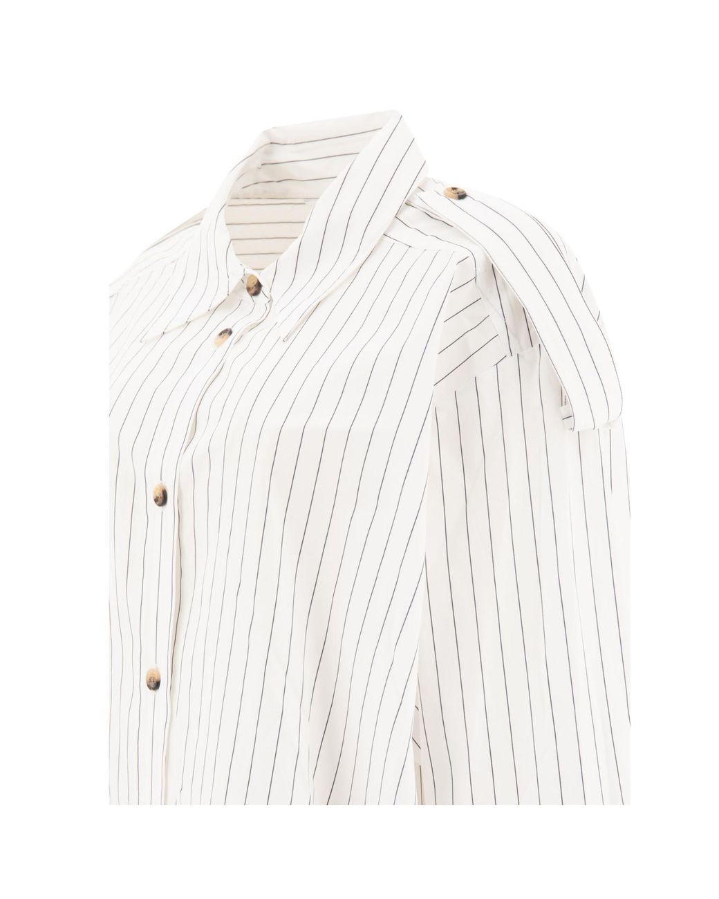 Khaite White The Tamal Striped Button-Up Shirt