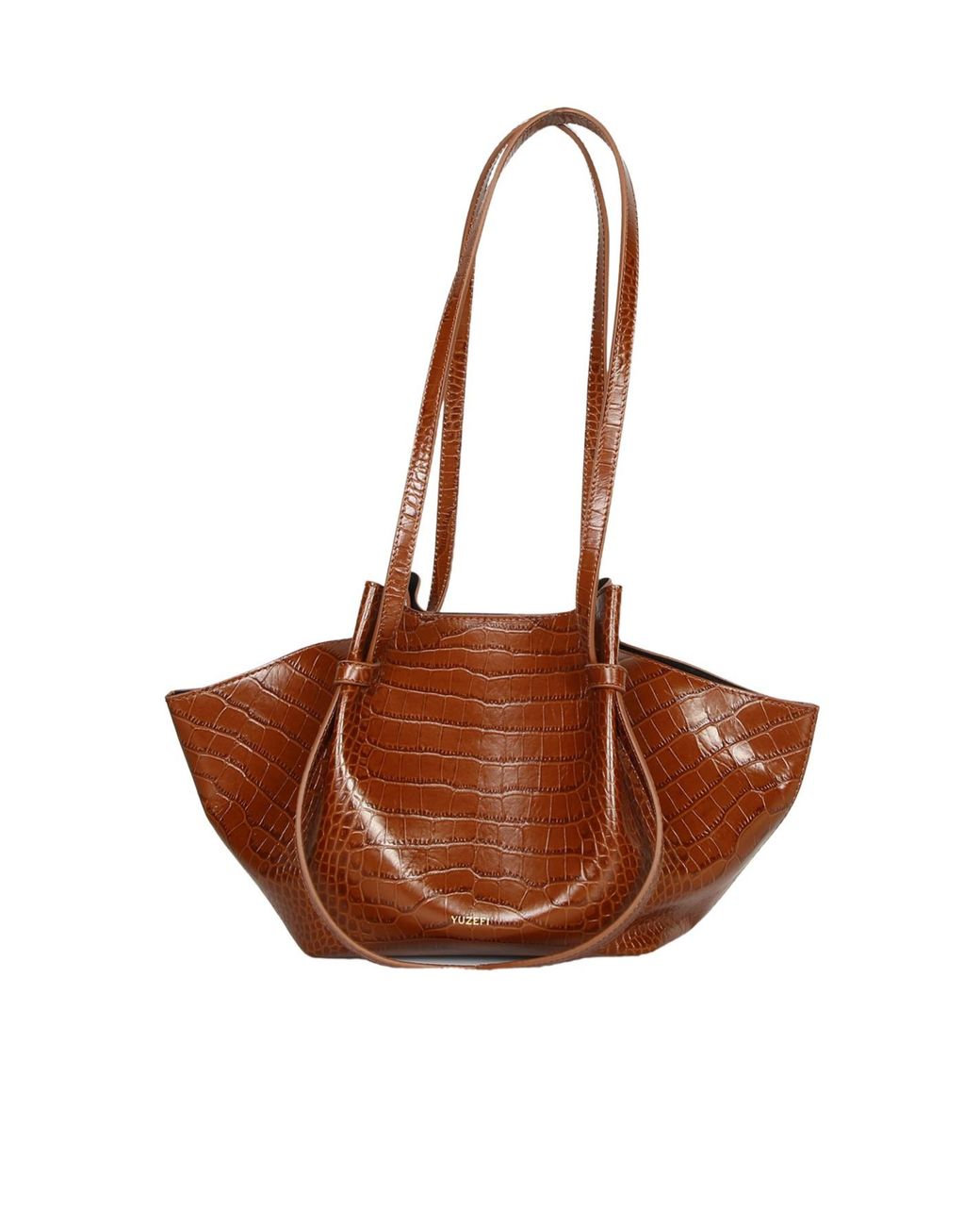 Yuzefi Brown Embossed Shoulder Bag