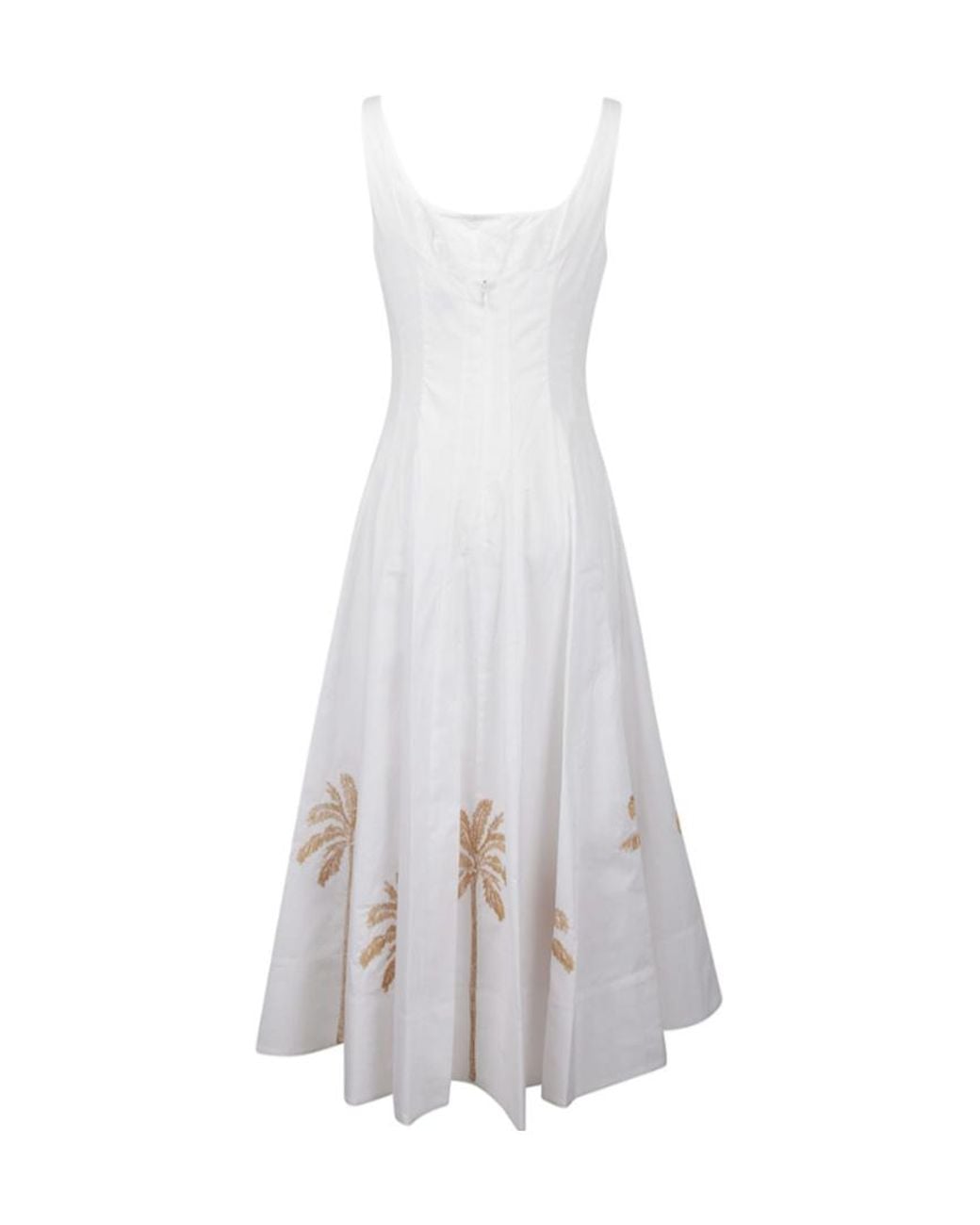 Staud White Wells Embroidered Midi Dress