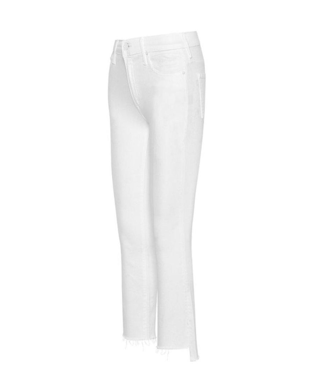 Mother White The Insider Frayed Edge Cropped Trousers