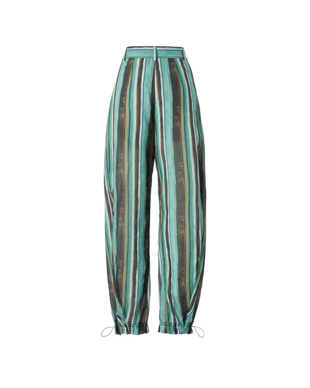 Pinko Green Striped Pleated Straight Trousers