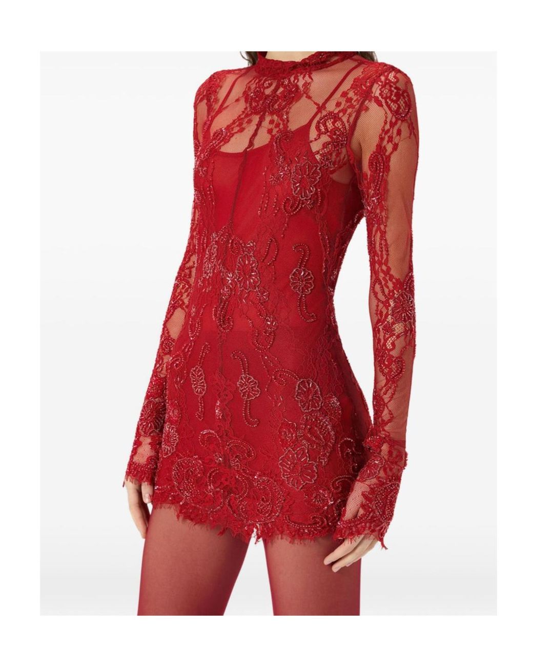 Blumarine Red Lace Mini Dress