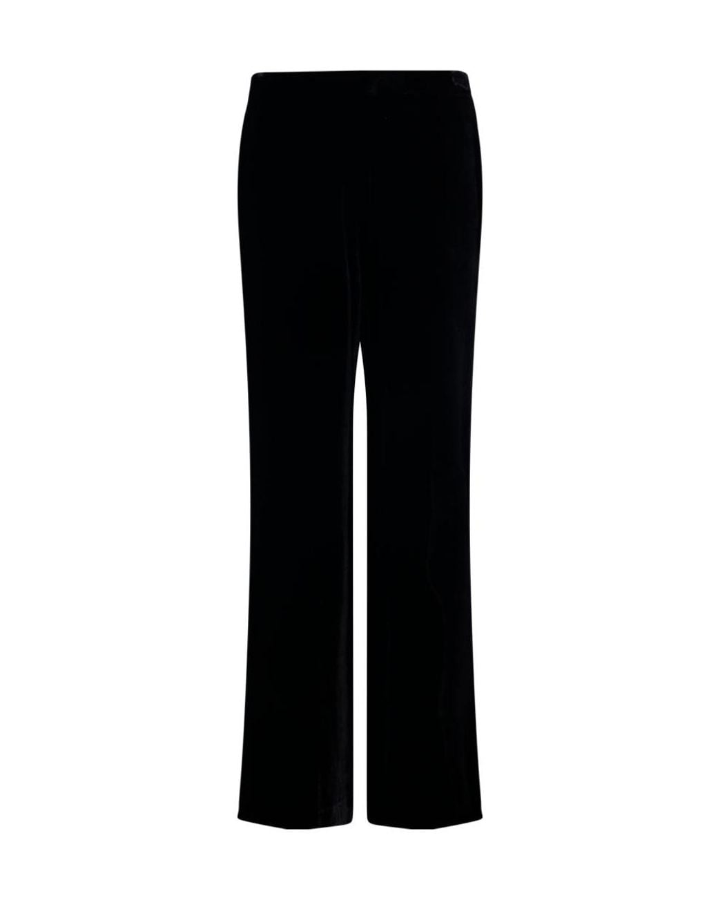 P.A.R.O.S.H. Black Velvet-Finish Straight Trousers