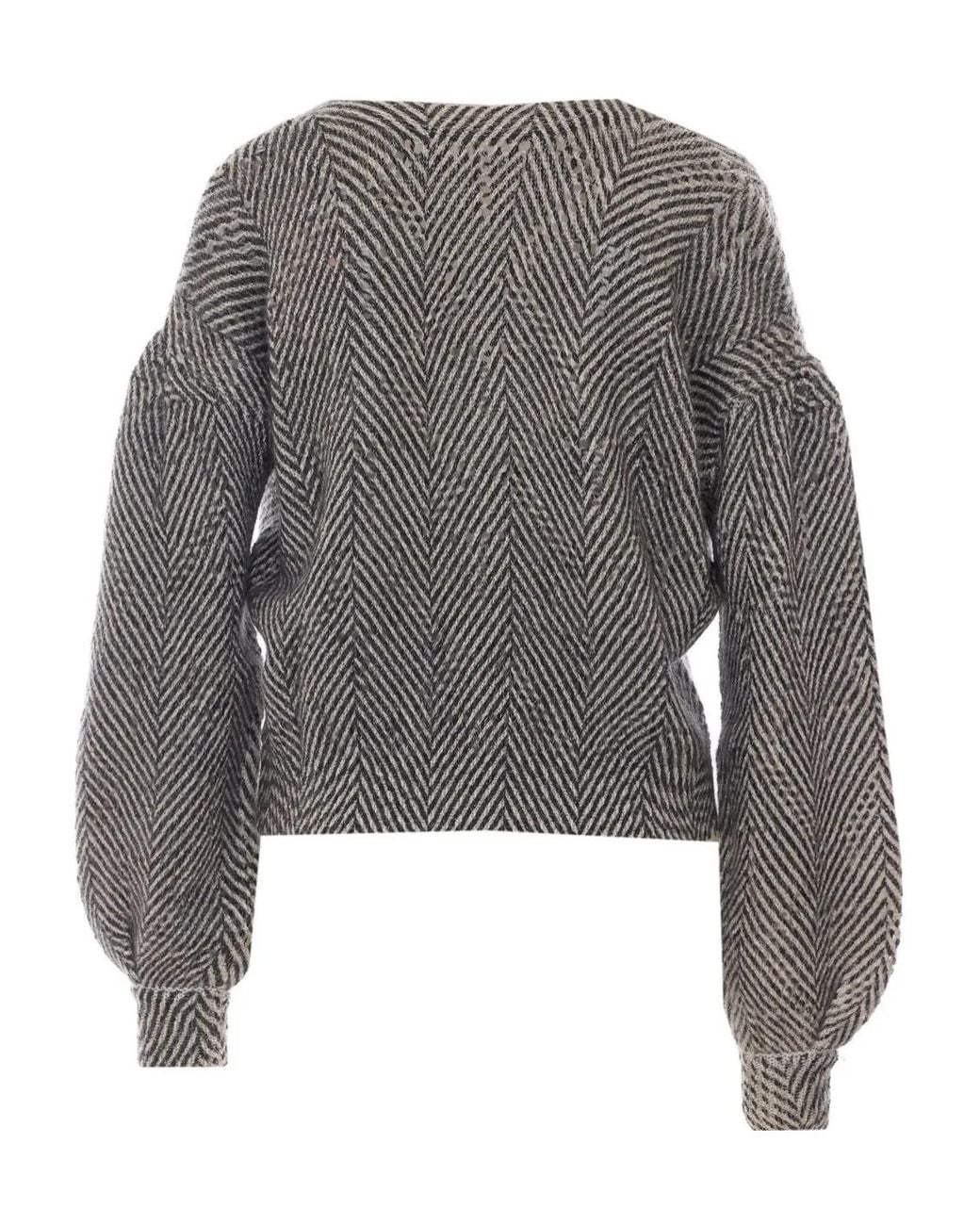 Twinset Gray Cropped Balloon-Sleeve Cardigan