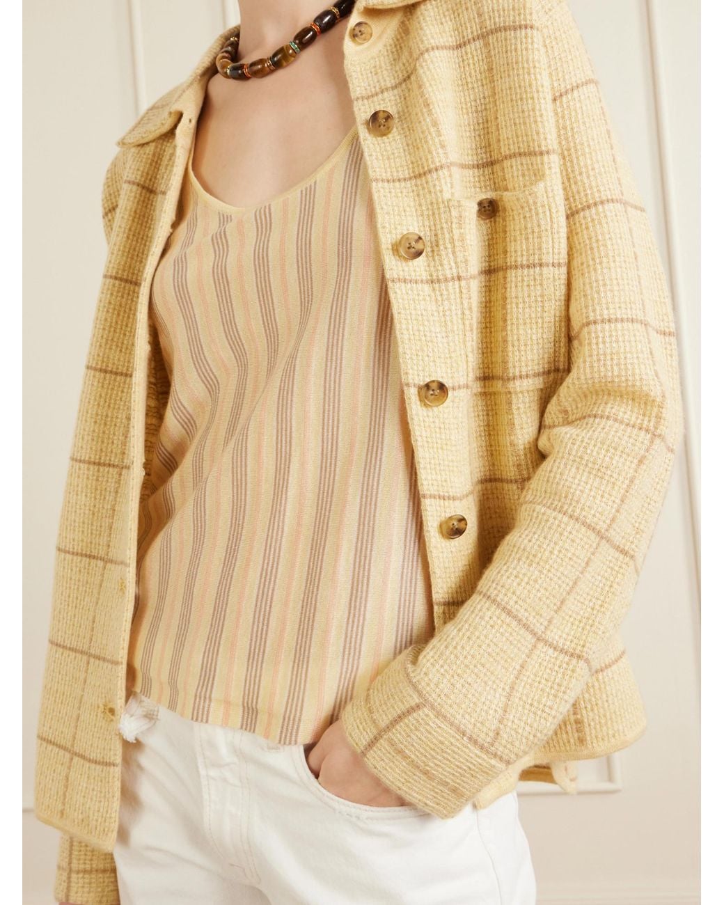 Guest In Residence Natural Striped Cashmere Vest