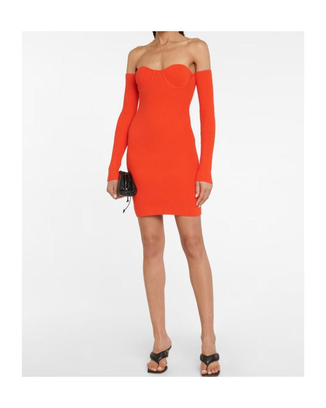 Helmut Lang Red Ribbed Knit Dress