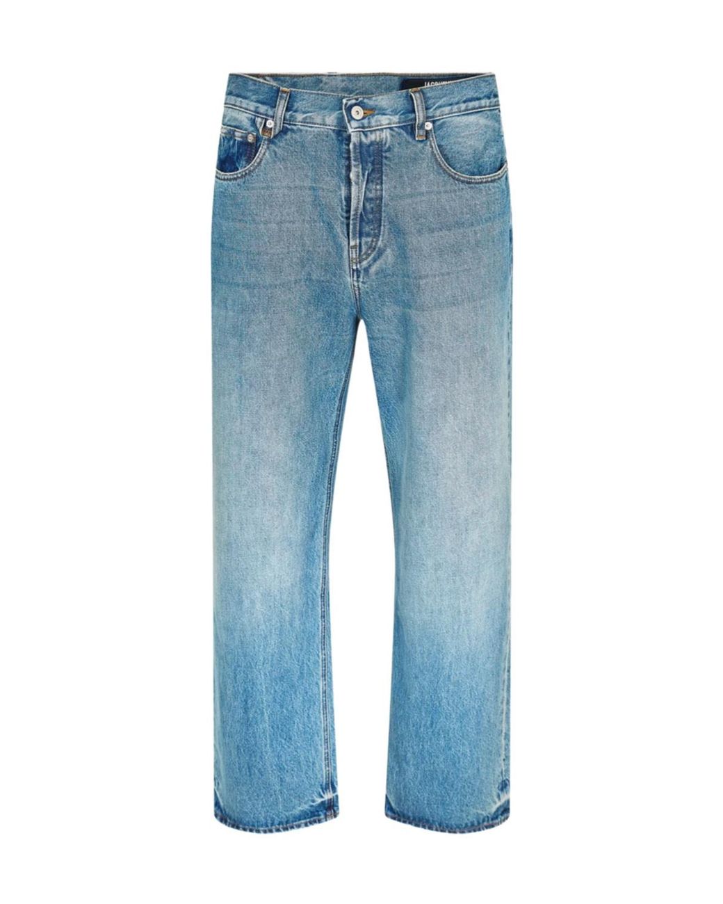 Jacquemus Blue Jacquard Script Straight Leg Jeans for men