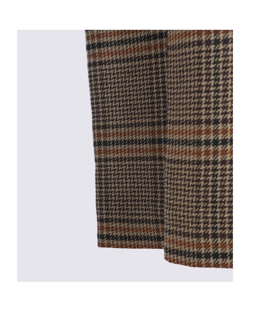 Saint Laurent Green Pleated Houndstooth Skirt