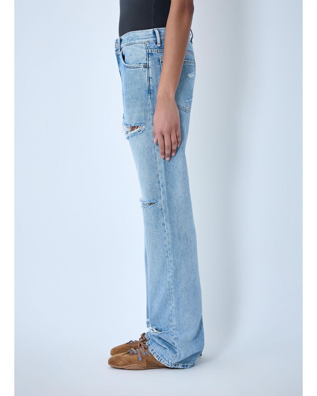 Acne Blue Logo-Patch Distressed Jeans