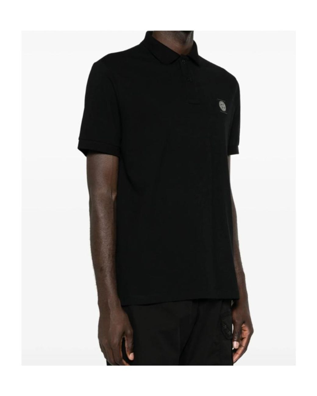 Stone Island Black Logo-Patch Polo Shirt for men