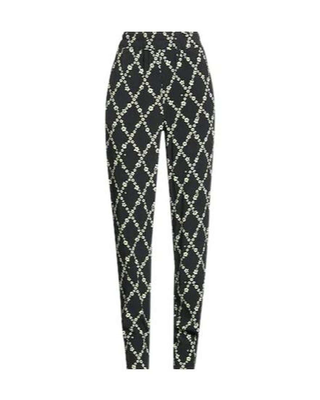 Ganni Black High-Waisted Floral Printed Tapered Pants