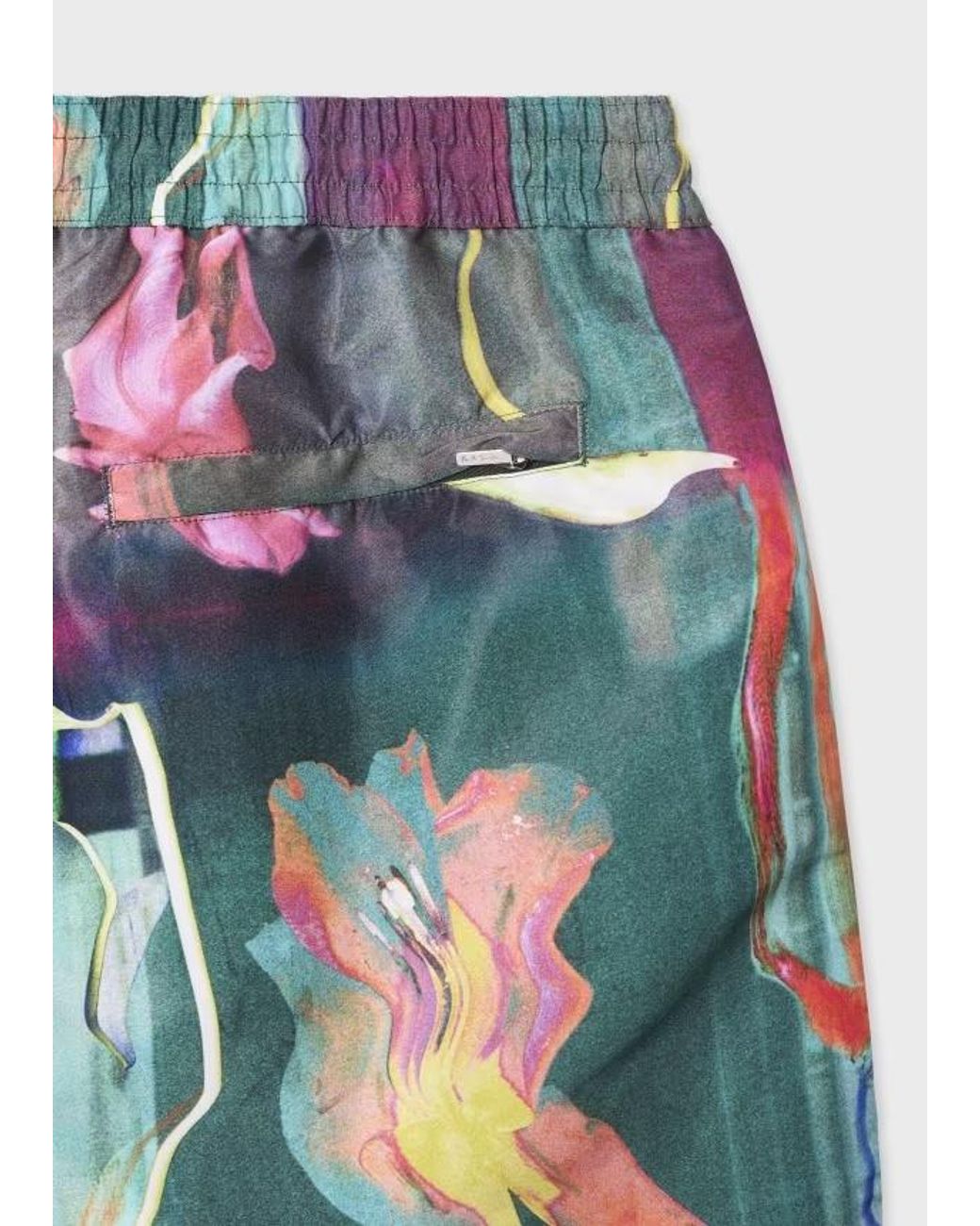 Paul Smith Blue 'Glitch Floral' Print Swim Shorts for men