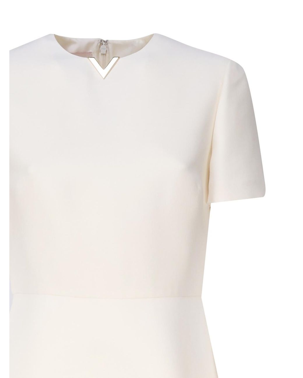 Valentino Natural Vlogo Crewneck Flared Dress
